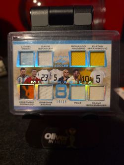 Game worn soccer mem card #/15 messi,pelle,ronaldo+++