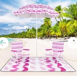(4 pcs )Beach folding chairs , umbrella and mat