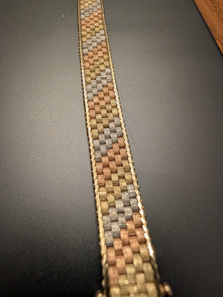 Amazing 14k gold 3-toned unisex bracelet, 23g