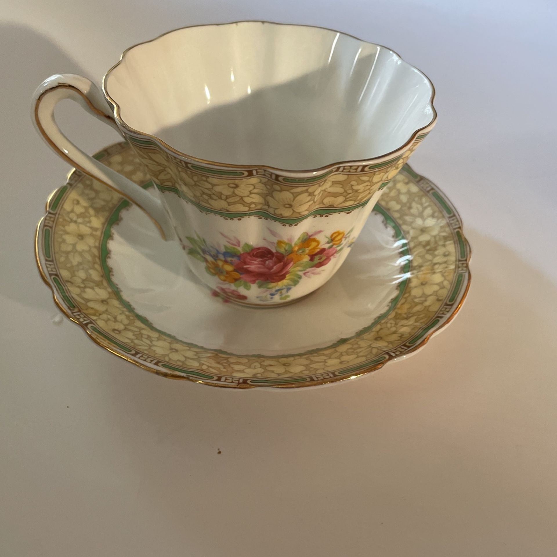 Vintage Gladstone Gold Tea Cup and Saucer Bone China Made in England