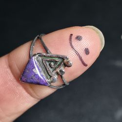 Sterling Silver 925 Purple Triangle Trillion Stone Ring Sz 8