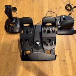 Thrustmaster T16000M HOTAS + TWCS Throttle + Rudder Pedals – Flight Simulator Setup