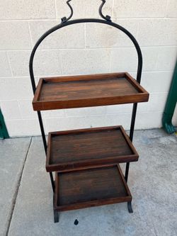 3 Tier Rustic Metal & wood Stand