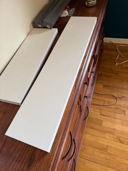White floating shelves