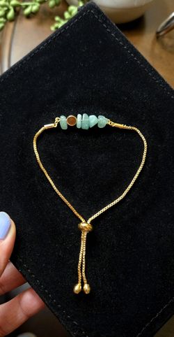 NEW 24k Gold Plated Green Aventurine Bracelet