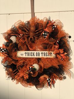 Trick or treat Halloween wreath. Halloween decorations. Wreaths