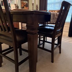 54” Square Bar Height Solid Wood Table In Walnut Finish 