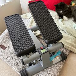 Sunny Health Fitness Mini Stepper LCD Display Non-slip Hydraulic Black Gray