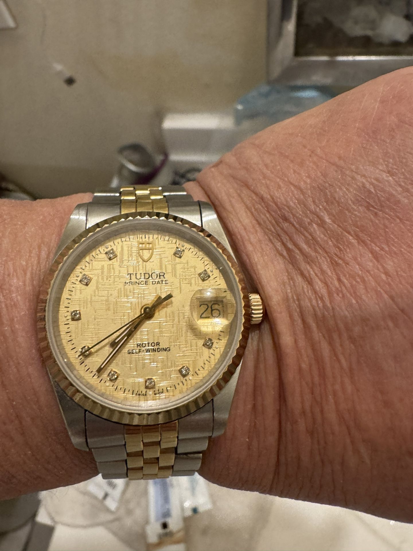 Tudor Rolex Two Tone Automatic Watch Running 