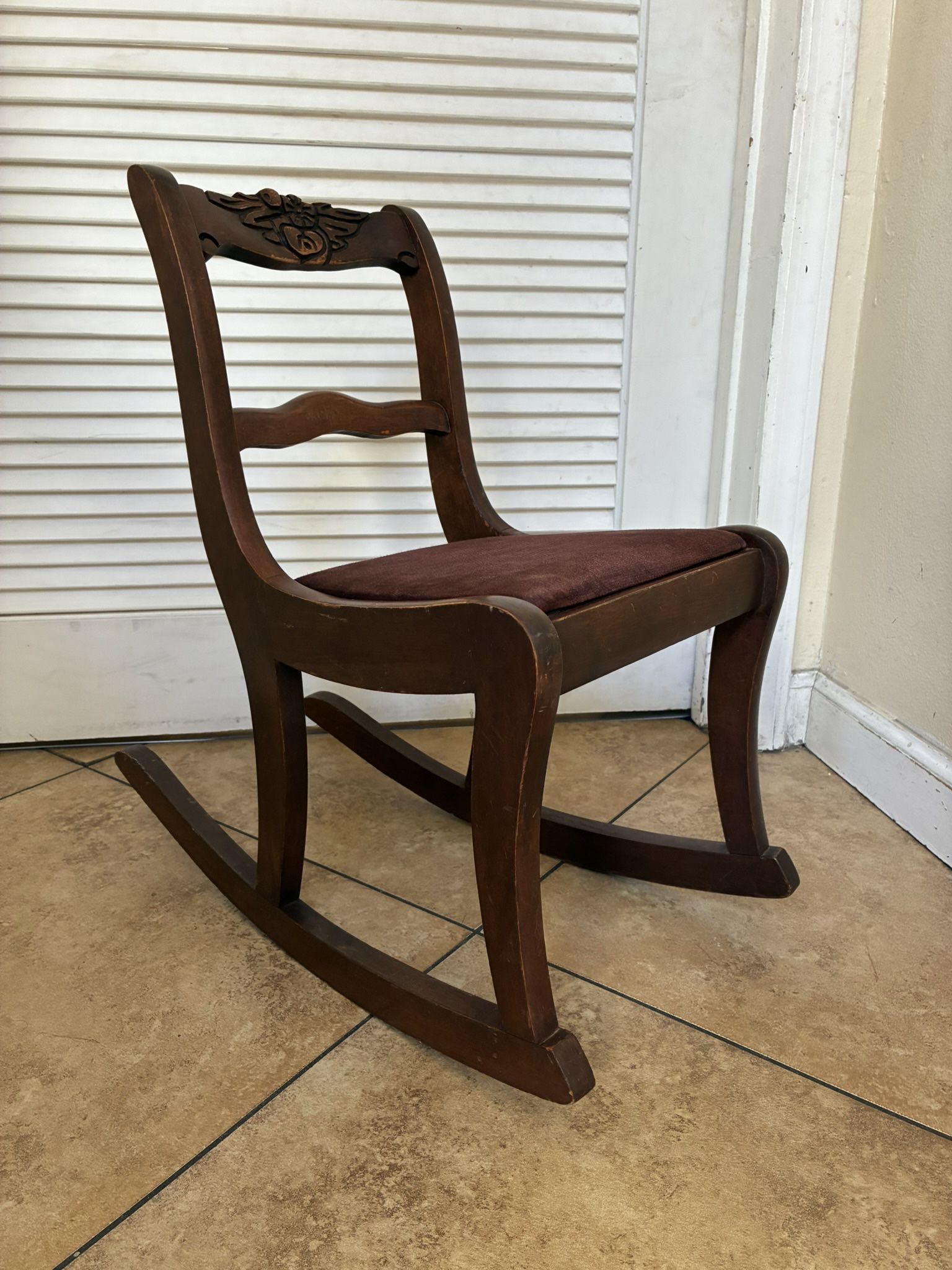 Vintage Kid’s Wooden Rocking Chair. For Children Use Or Just For Decoration.
