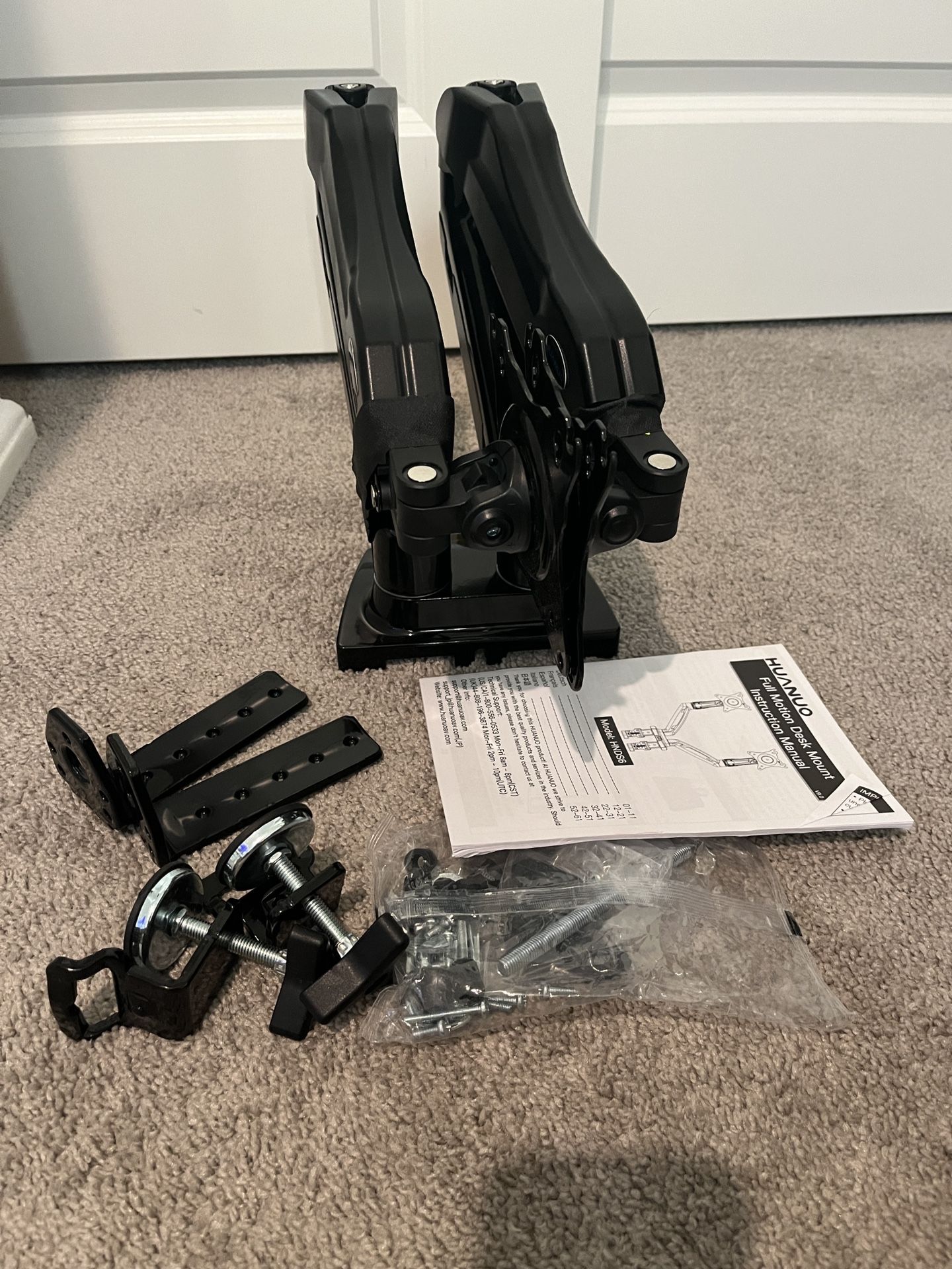 HUANUO DUAL MONITOR FULL MOTION DESK MOUNT FOR 13. 27 SCREENS MODEL