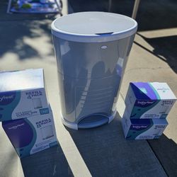 Dekor Diaper Pail + Refill Bags. Gray. Like New. 