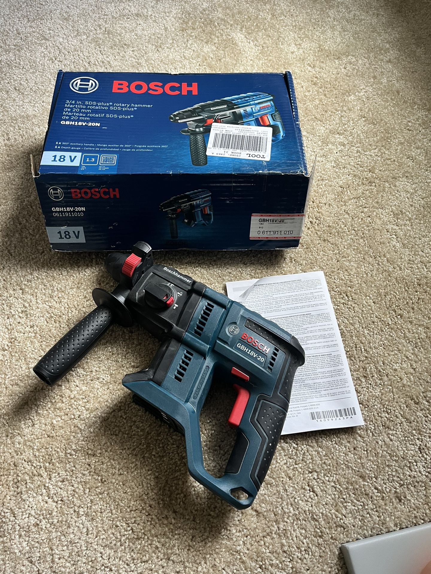 Bosch SDS Plus Rotary Hammer And Battery