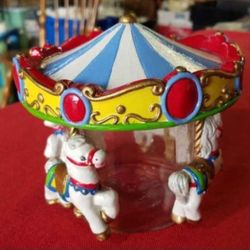 Carousel horse candy jar with screw top lid hand painted A66V749