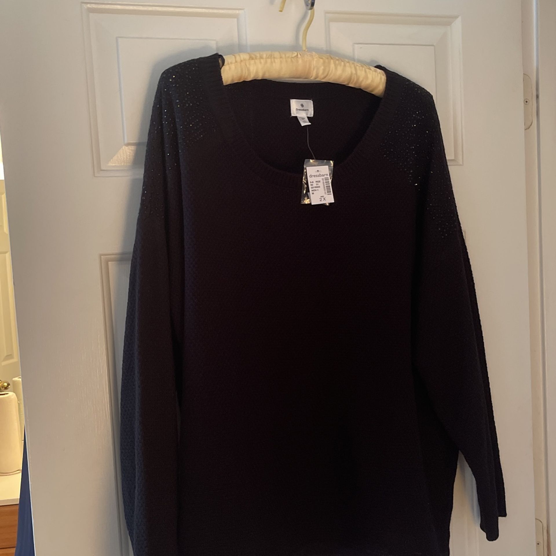 New Dress Barn Color Black Woman’s Sweater With Black Beading Accents