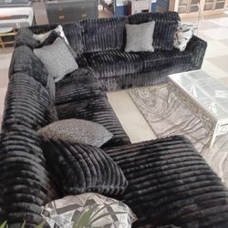 Madness Black Soft Touch U Shaped Cloud Sectional Sofa With Chaise /P