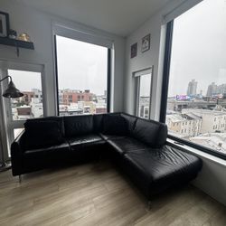 Black Faux Leather Couch 