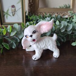 Cutest little ceramic white MCM dog figurine