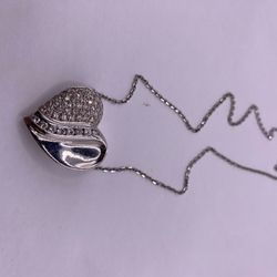 14K White Gold Diamond Pendant & Chain – 1.75CTW, 11.65g 