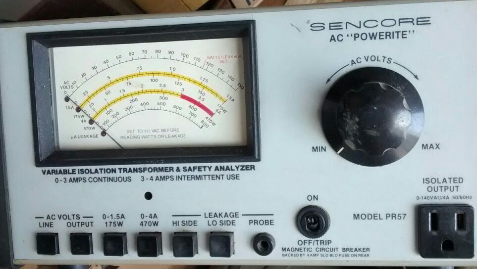 SENCORE PR57 AC Powerite Variable Isolation Transformer Safety Analyzer