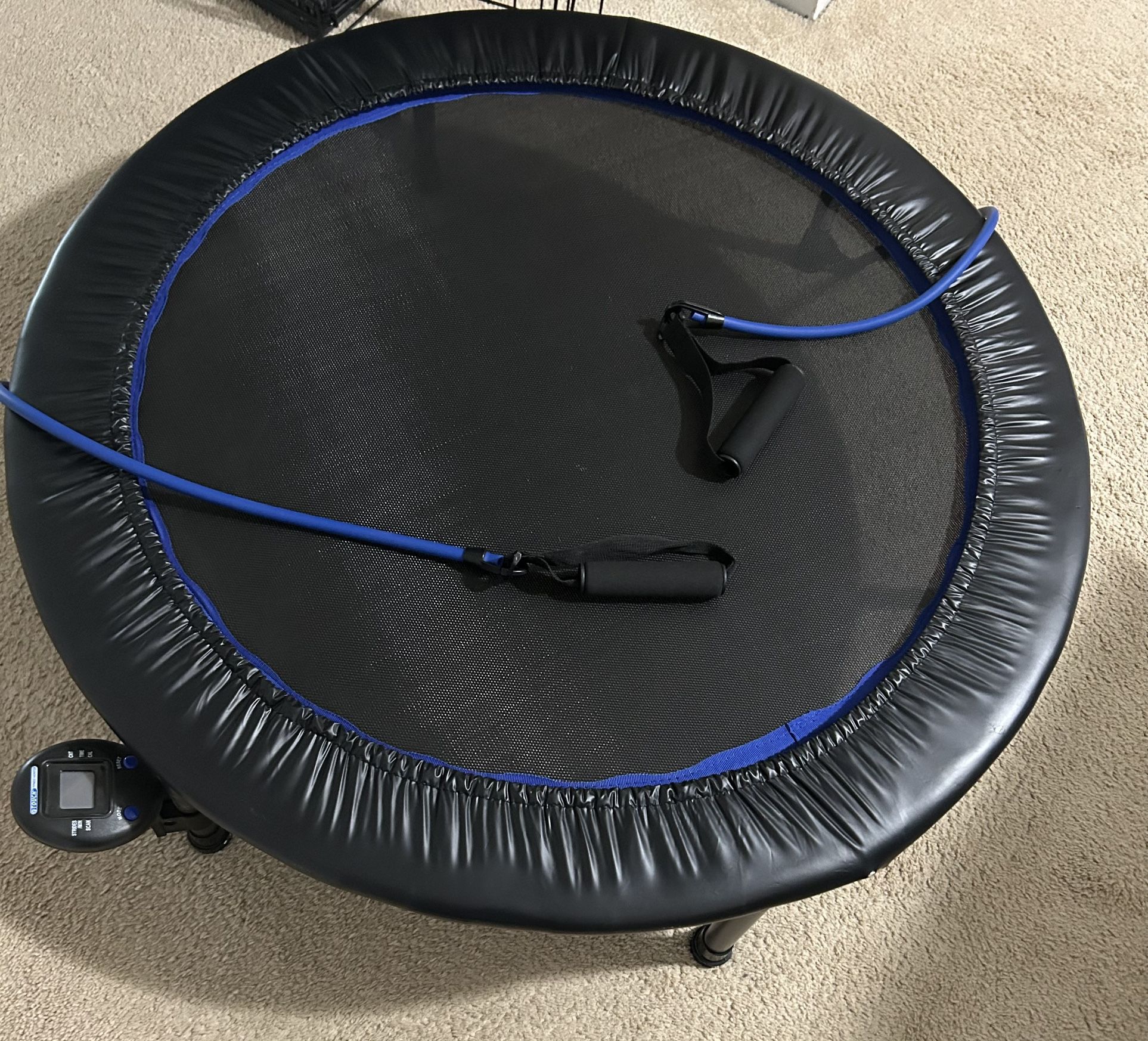 Rebounder trampoline for adults with resistance bands