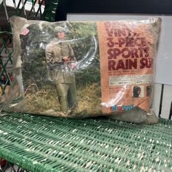 Vinyl 3 Piece Sports Rain Suit Vintage Size L
