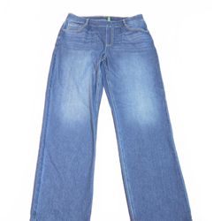 Halara Flex High Waisted Straight Leg Jeans Large Regular Paint Blue Denim 32×30