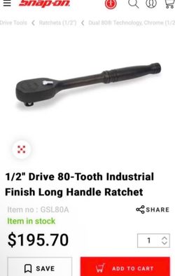 Snap-on 1/2" Drive 80-Tooth Long Handle Ratchet