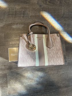 Pink Michael Kors Maple Satchel Center Stripe