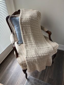 Afghan Throw Blanket Ivory Beige Lap Pattern Blanke