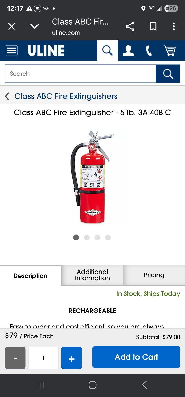 Uline 5lb Fire Extinguisher New