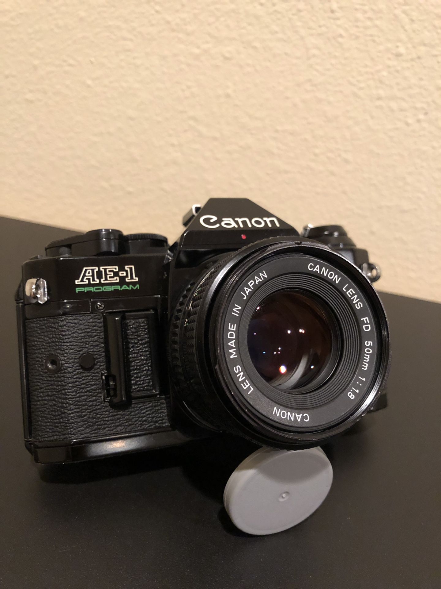 Canon AE-1 Program Black 35mm SLR Vintage Analog Film Camera