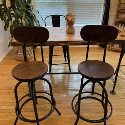 2 Solid Wood Barstools for Sale – Great Condition