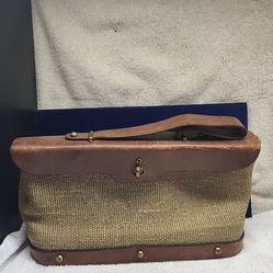 RARE & VINTAGE 1960's ETIENNE AIGNER Handmade Leather & Tweed Handbag 