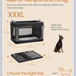 Feandrea 48" Collapsible Soft Portable Travel Dog Crate for Indoor Outdoor Use - Black / Gray