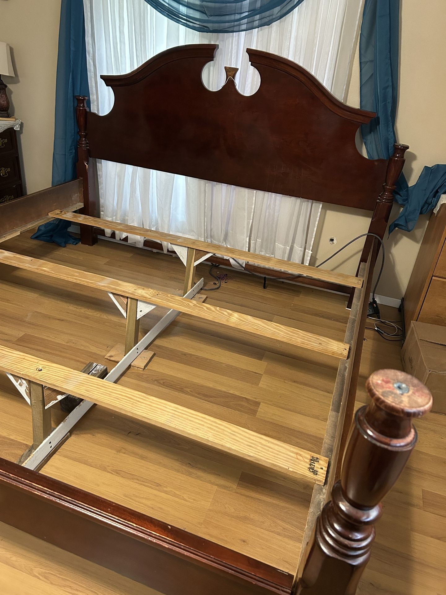 King Size Bed Frame (wood) W/box Spring