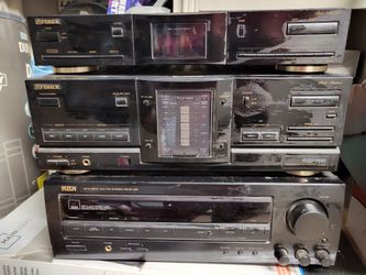Fisher & RCA Stereo Receiver and Amplifier Stack