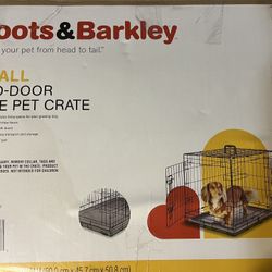 BOOTS & BARKLEY SMALL TWO DOOR WIRE PET CRATE WITH DIVIDER