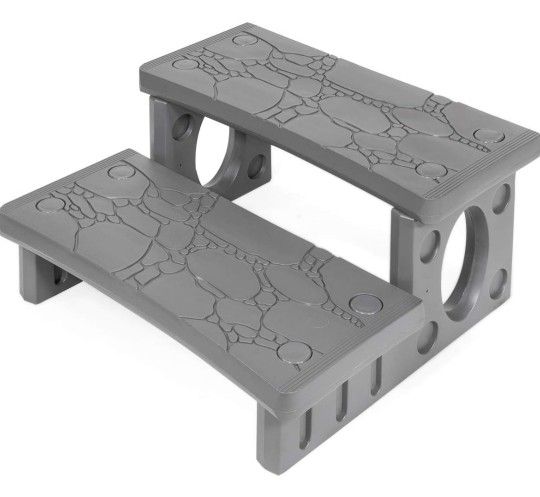 Premium Multi Purpose 2-Step Spa Hot Tub Pool RV Campers Deck Steps Lightweight Sided Step (Gray)