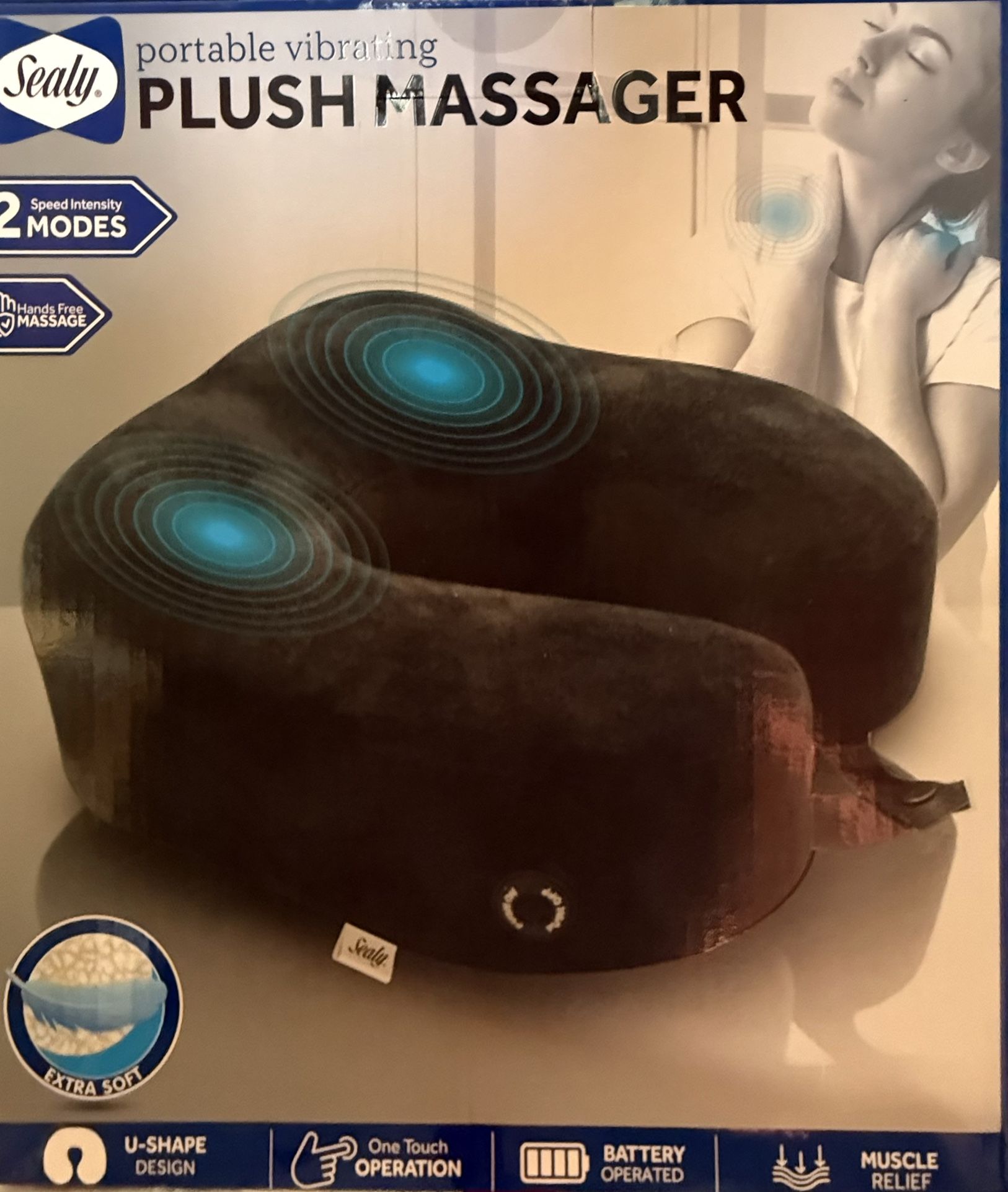 New Sealy Portable Vibrating Neck Massager Battery Operated Unopened
