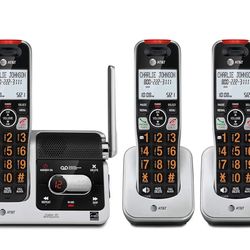 AT&T BL102-3 DECT 6.0 3-Handset Cordless Phone for Home with Answering Machine