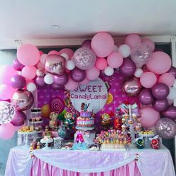 Candy Land Party. Candyland Decoration 🍭 theme Dessert Table. Balloon Garland