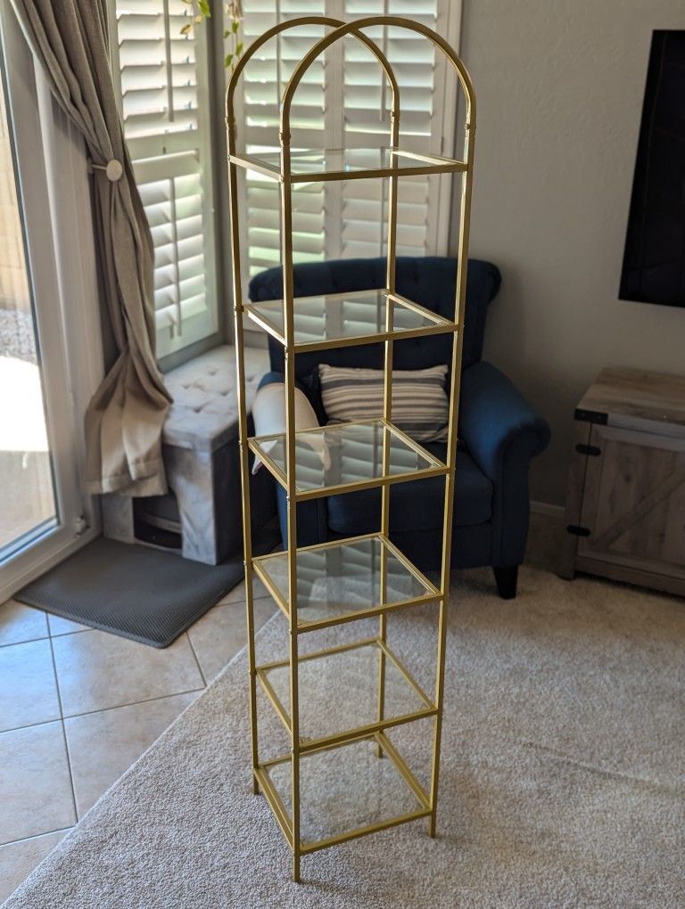 Modern Gold Glass Arched Bookshelf