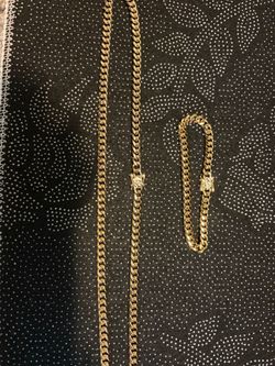 14k Gold Cuban Link Chain and Bracelet Set $900.00