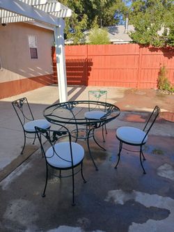 Wrought Iron Patio Table and 4 Chairs Set