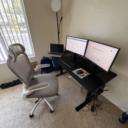 Electric Height Adjustable Office Desk & Chair - Moving Sale PICK UP ONLY