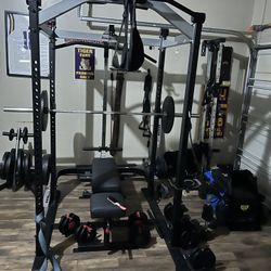 Weight Set Squat Rack Cable Machine