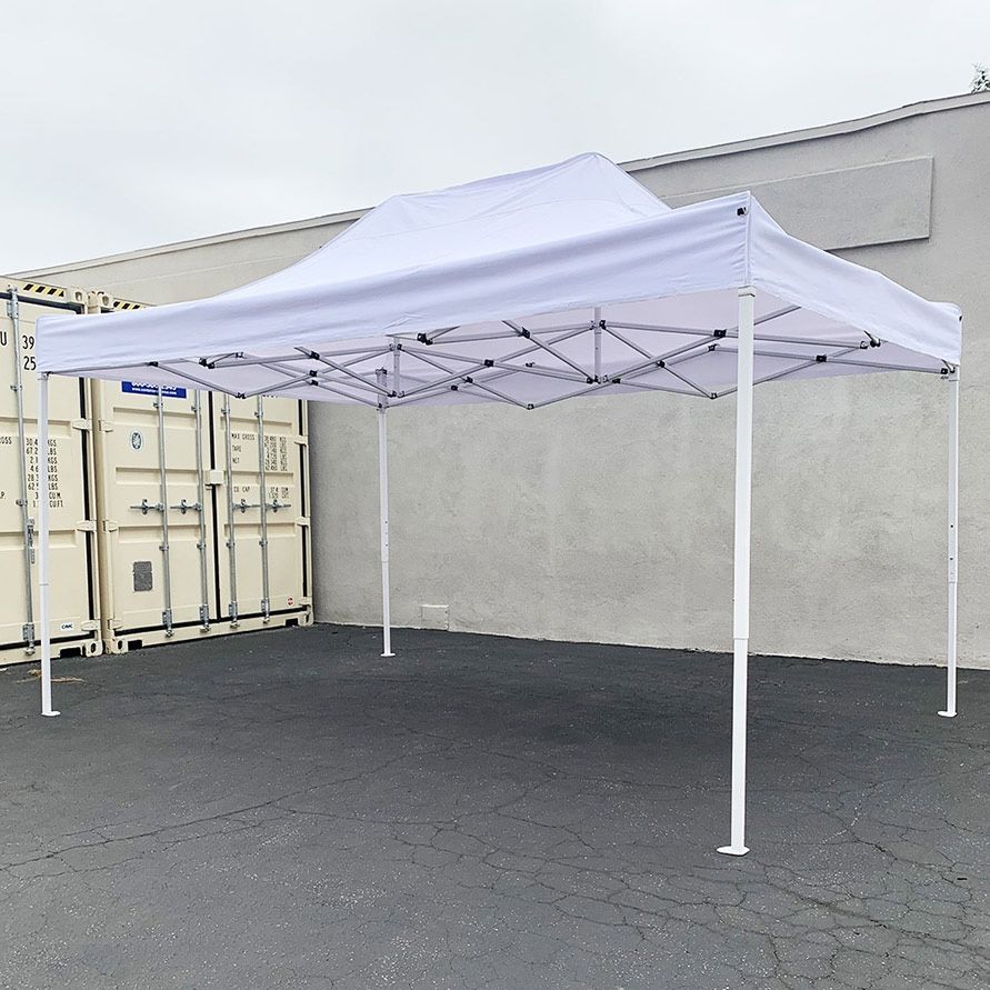 Brand New $145 Heavy-Duty 10x15 FT Outdoor Ez Pop Up Canopy Party Tent Instant Shades w/ Carry Bag (White, Blue) 