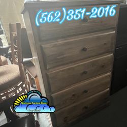 Grey Rustic Five Drawer Real Wood Dresser 