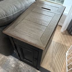 Set of 2 End Tables w/ Built-In Outlets & Storage